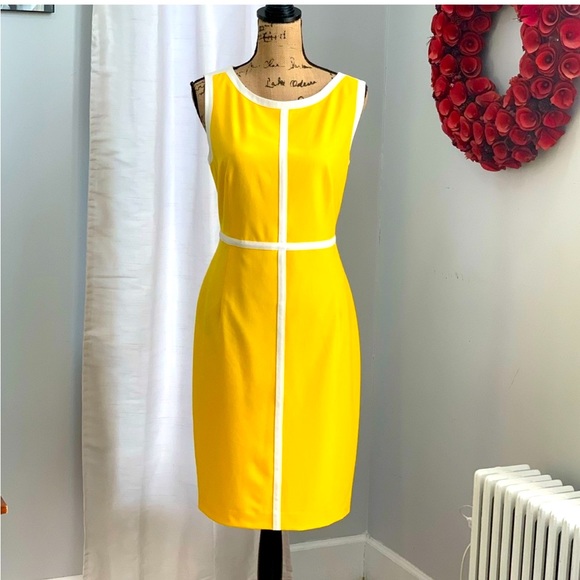Calvin Klein Dresses & Skirts - 🌼Calvin Klein Sz 12 Yellow & White Color-block Dress💛